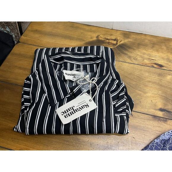 Savanna Jane Tunic Top Women Size 3X Black White Striped Blouse NWT - Picture 9 of 10